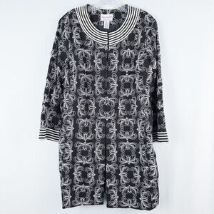 Victor Costa Occasions QVC Embroidered‎ Beaded Linen Jacket Womens Large Black